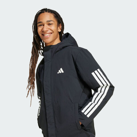 adidas阿迪达斯2025男子3S HOODED INS J厚棉服JY8303
