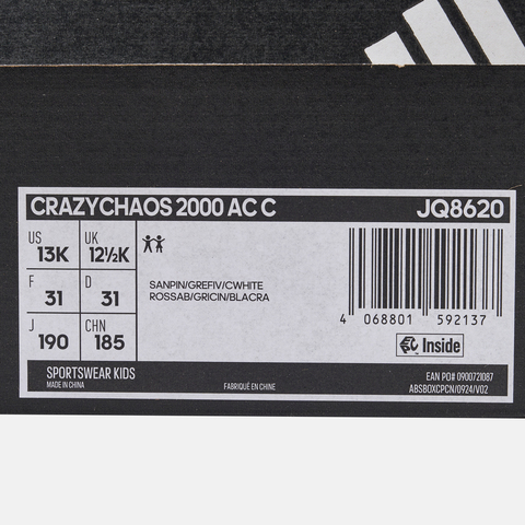 adidas阿迪达斯2025女小童CRAZYCHAOS 2000 AC C女训童装JQ8620
