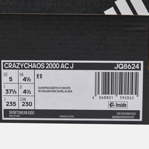 adidas阿迪达斯2025女大童CRAZYCHAOS 2000 AC J女训童装JQ8624