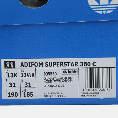 adidas阿迪达斯2025男小童ADIFOM SUPERSTAR 360 C三叶草童装JQ5530