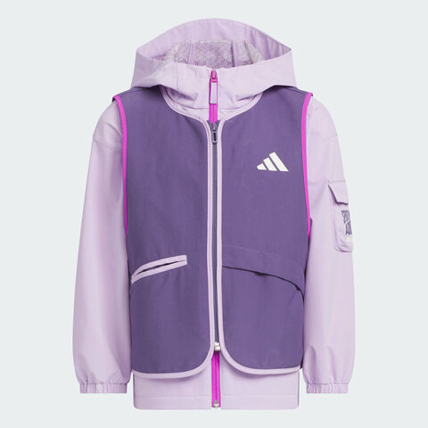 adidas阿迪达斯2025女小童LK 2IN1 JKT梭织连帽外套KC5340