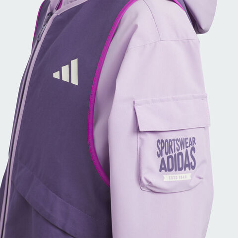 adidas阿迪达斯2025女小童LK 2IN1 JKT梭织连帽外套KC5340