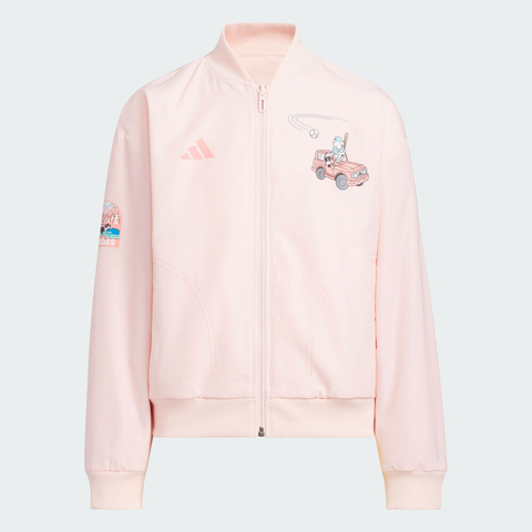 adidas阿迪达斯2025女大童JK GFX REV BMBR梭织无帽外套KF4922