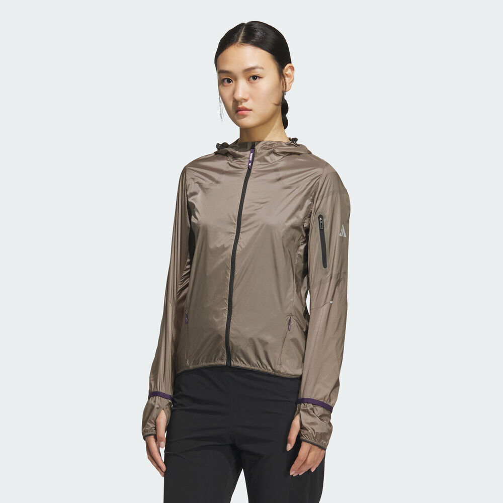 adidas阿迪达斯2025女子RUN W WINDBRAKR梭织连帽外套KC0385