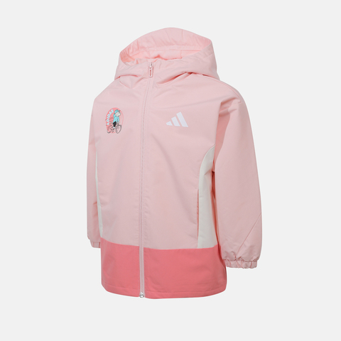 adidas阿迪达斯2025女小童LK GFX WV JKT梭织连帽外套KC2819