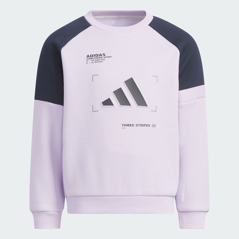 adidas阿迪达斯2025女小童LK WARM CREW针织无帽卫衣KB5129