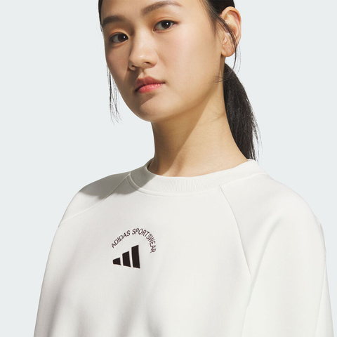 adidas阿迪达斯2025女子MS CREW针织无帽卫衣KC0056