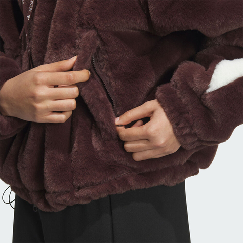 adidas阿迪达斯2025女子MS WARM JKT2人造毛绒外套KC0078