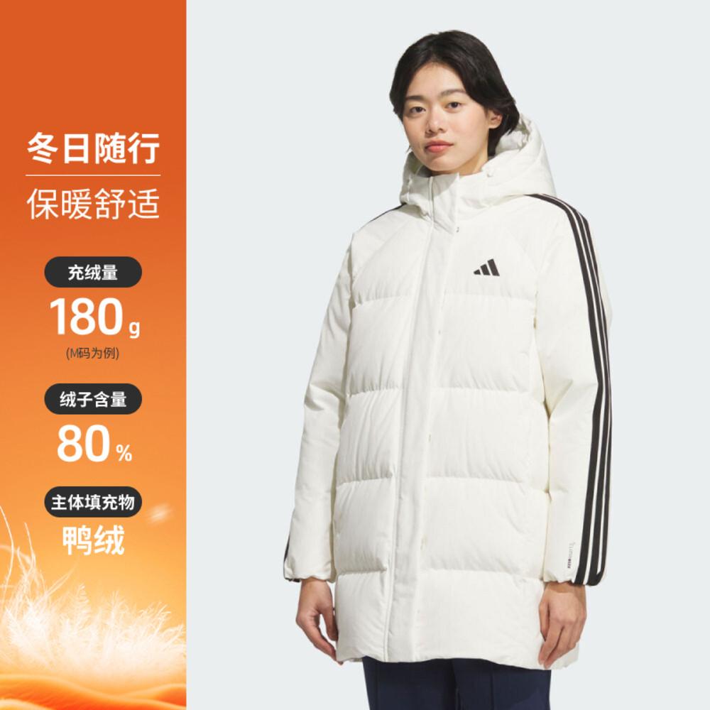 adidas阿迪达斯2025女子W 3S MID D JKT厚羽绒服-中KC2485