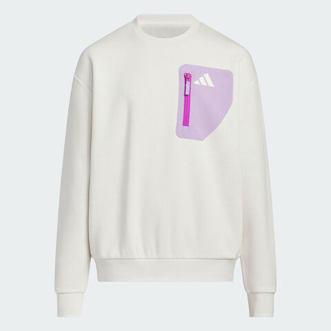 adidas阿迪达斯2025女大童JK KN CREW针织无帽卫衣KC0221