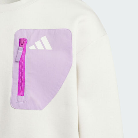 adidas阿迪达斯2025女大童JK KN CREW针织无帽卫衣KC0221