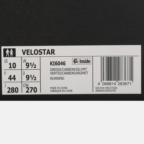 adidas阿迪达斯2025中性VELOSTAR跑步常规KI6046