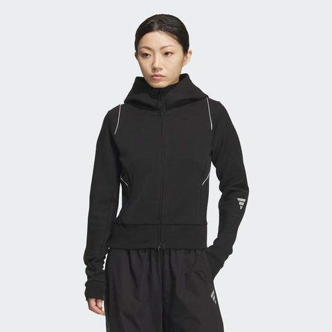 adidas阿迪达斯2025女子FUSTL W KN JKT1针织连帽外套KC2716