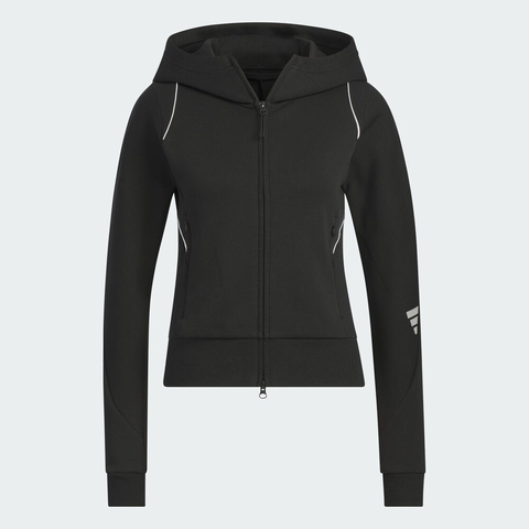 adidas阿迪达斯2025女子FUSTL W KN JKT1针织连帽外套KC2716