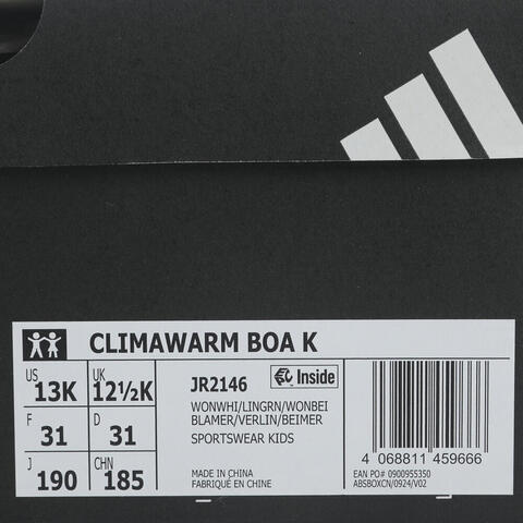 adidas阿迪达斯2025男大童CLIMAWARM BOA K跑步常规JR2146