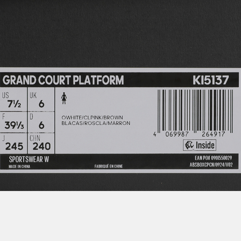 adidas阿迪达斯2025女子GRAND COURT PLATFORMSPW FTW-网球KI5137