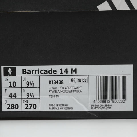 adidas阿迪达斯2025男子Barricade 14 M网球常规KI3438