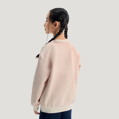 Adidas Kids阿迪儿童2025女小童LK KN CREW针织无帽卫衣KV4478