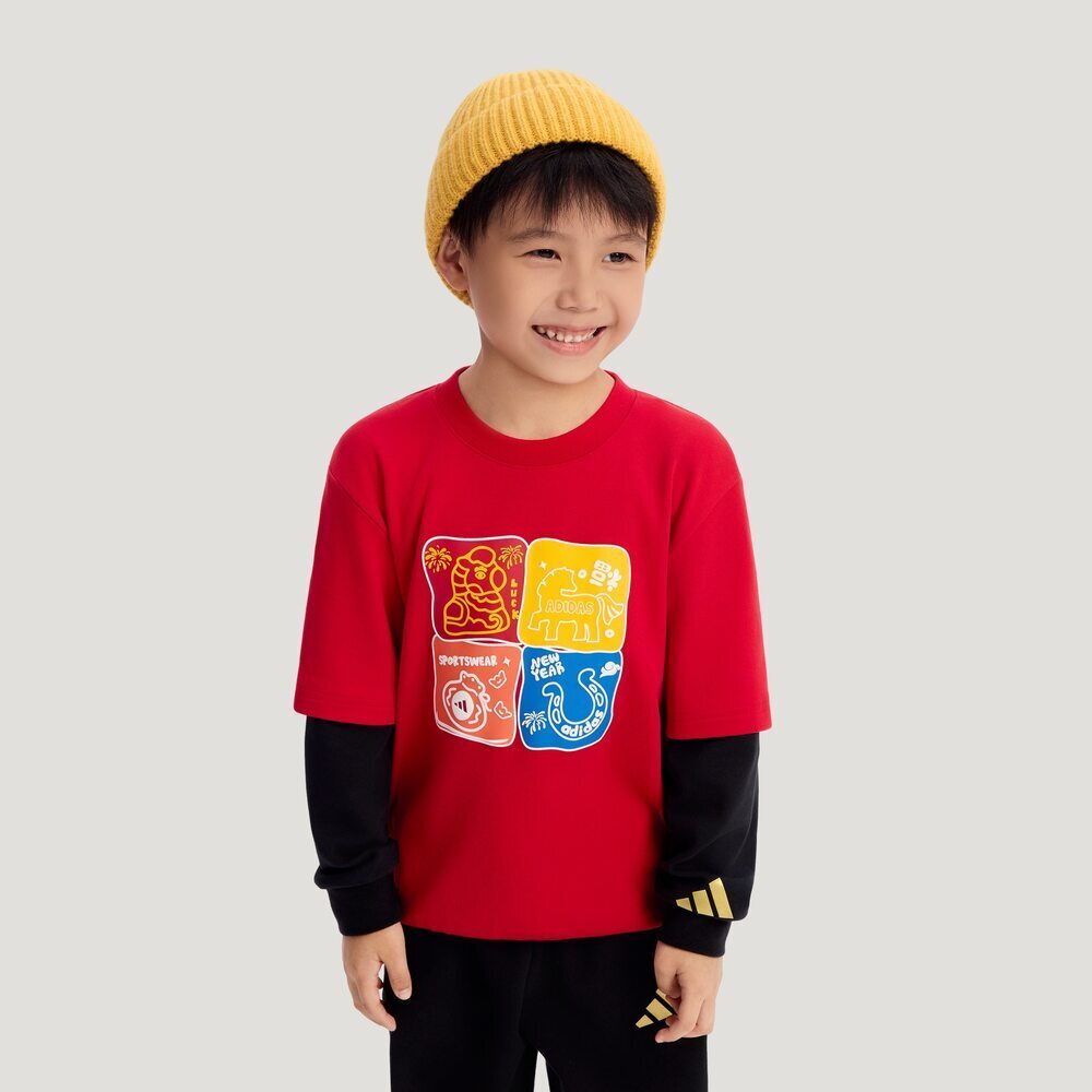 Adidas Kids阿迪儿童2025男小童LK KN LS TOP针织无领长TKV6980