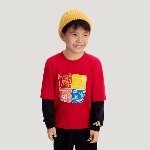 Adidas Kids阿迪儿童2025男小童LK KN LS TOP针织无领长TKV6980