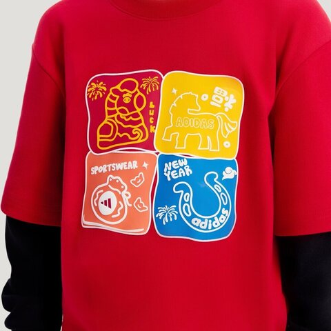 Adidas Kids阿迪儿童2025男小童LK KN LS TOP针织无领长TKV6980