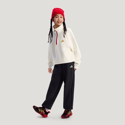 Adidas Kids阿迪儿童2025女大童JG KN CREW针织无帽卫衣KV7006