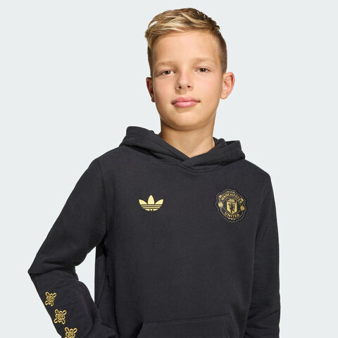 Adidas Kids阿迪儿童2025男大童MUFC CS HD Y针织无帽卫衣JM5570