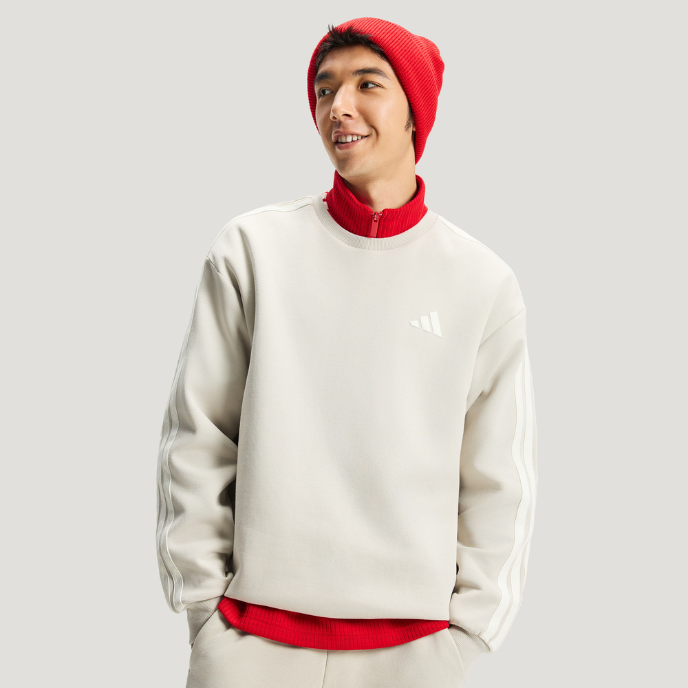 adidas阿迪达斯2025男子ST 3ST SWT针织无帽卫衣KR2515