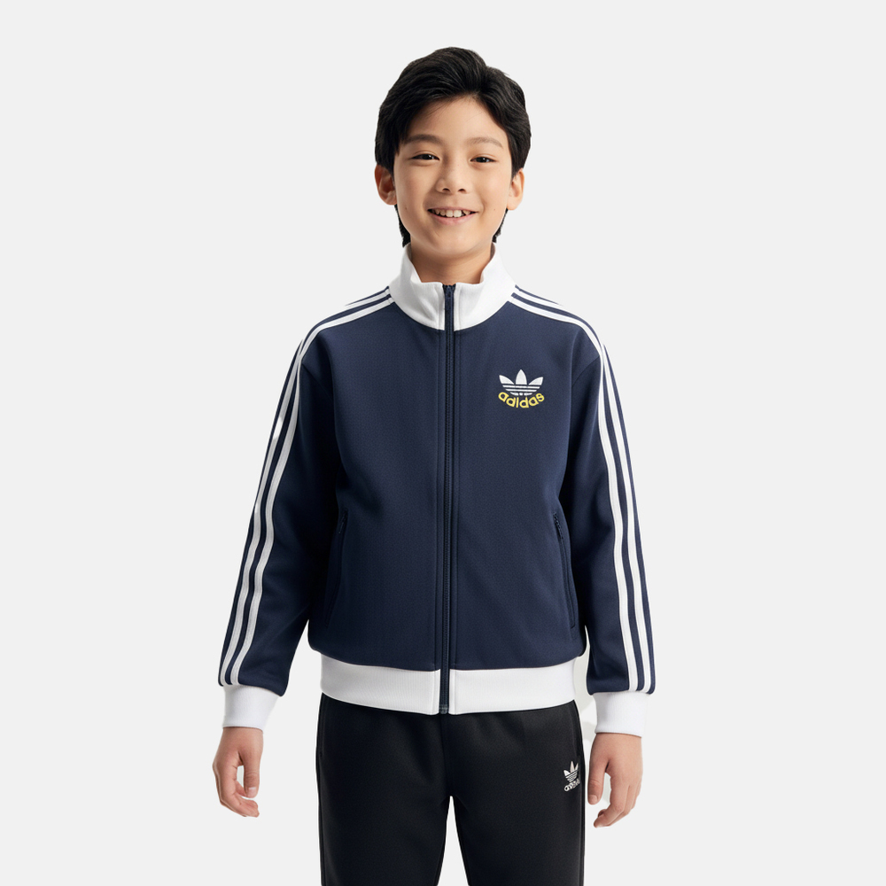 Adidas Original阿迪三叶草2026男大童JK KN JKT针织无帽外套KU9512
