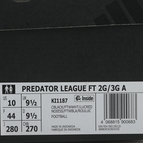 adidas阿迪达斯2026中性PREDATOR LEAGUE FT 2G/3G AG足球常规KI1187