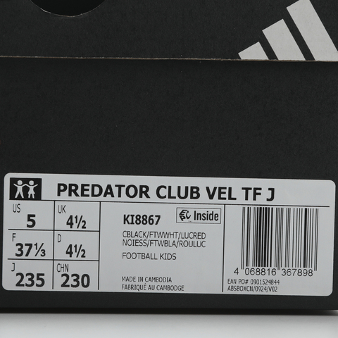 Adidas Kids阿迪儿童2026男小童PREDATOR CLUB VEL TF J足球常规KI8867