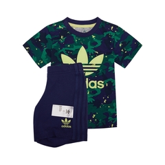 Adidas Original阿迪达斯三叶草2021男婴童SHORT TEE SET套服H20308