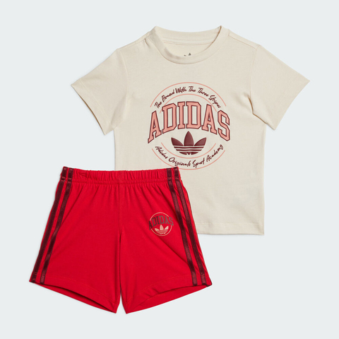 adidas Originals阿迪三叶草小童2024女婴童SHORT TEE SET短袖针织套服IN2097