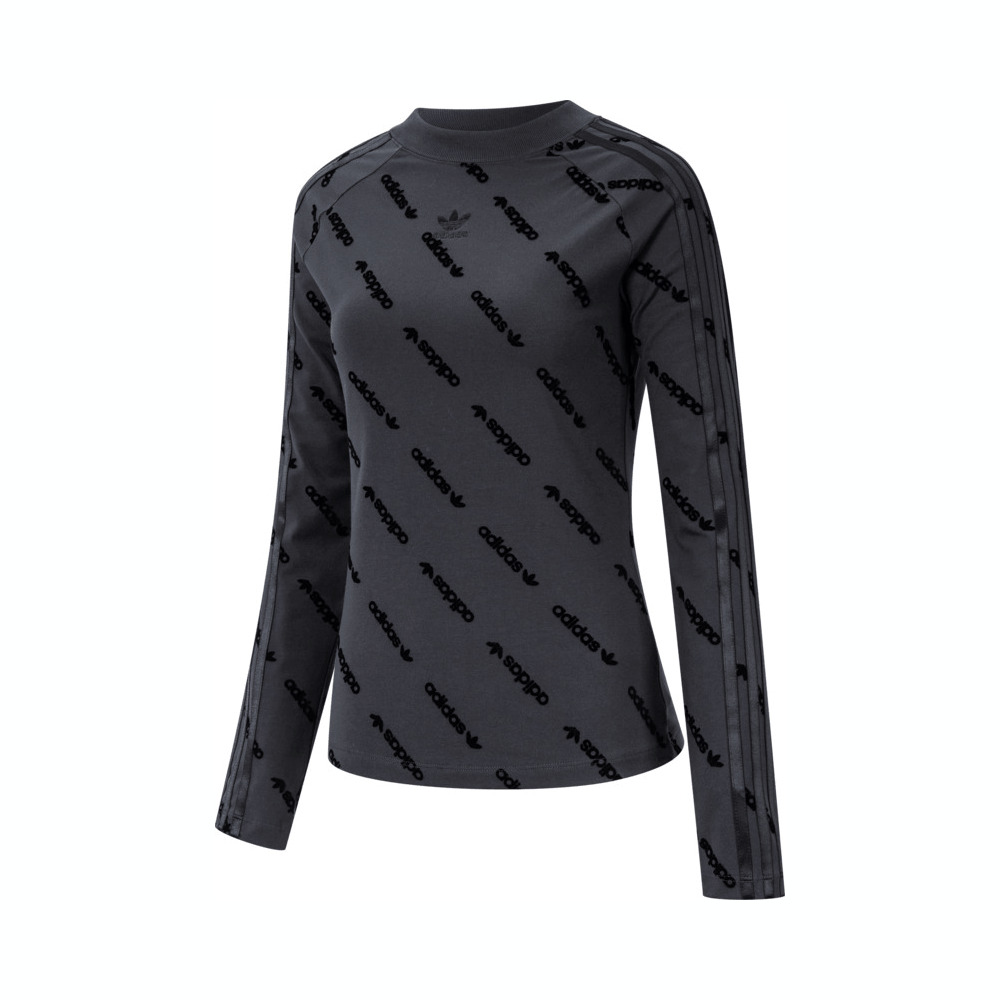 Adidas Original阿迪三叶草2025女子MONO LS TOP针织无领长TJE8355