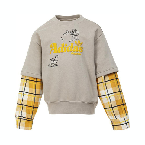 adidas originals阿迪三叶草小童2024男大童JK CD KN CREW针织圆领套衫JC6813