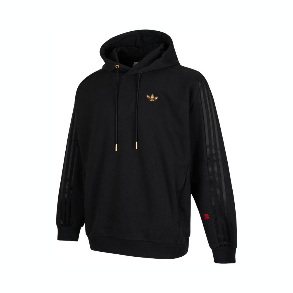 Adidas Original阿迪三叶草2024男子LNY NEW HOODIE针织连帽卫衣KA0819