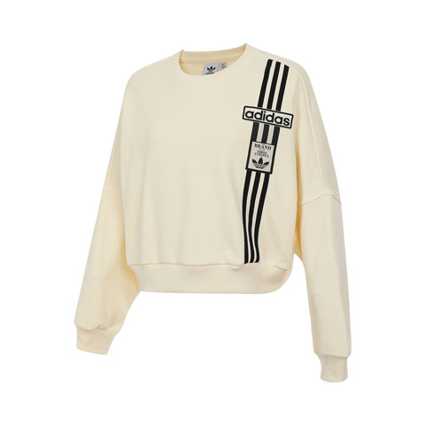 Adidas Original阿迪三叶草2025女子CROP SWEATSHIRT针织无帽卫衣JD0084