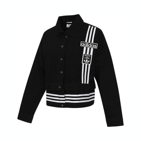 Adidas Original阿迪三叶草2025女子DENIM TRACK TOP牛仔外套JJ3095