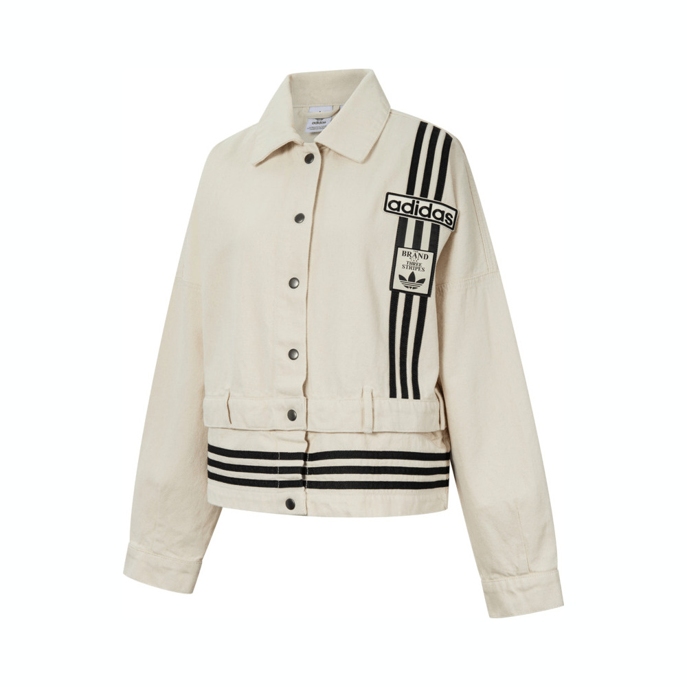 Adidas Original阿迪三叶草2025女子DENIM TRACK TOP牛仔外套JD5617