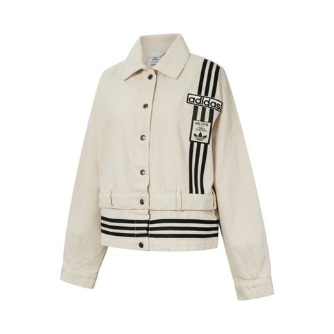 Adidas Original阿迪三叶草2025女子DENIM TRACK TOP牛仔外套JD5617