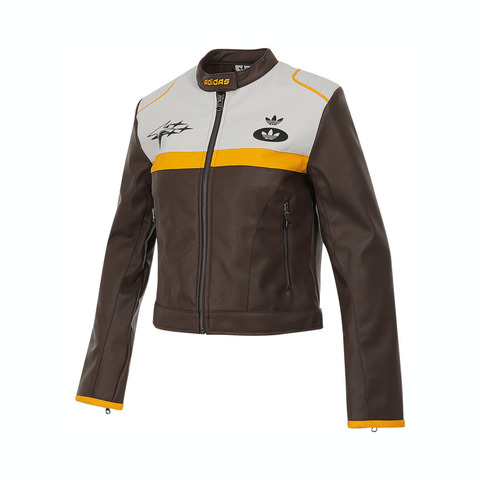 Adidas Original阿迪三叶草2025女子RAC PLTR JKT W皮衣JM8024