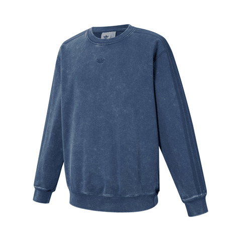 Adidas Original阿迪三叶草2025男子WASHED CREWNECK针织无帽卫衣KA2300