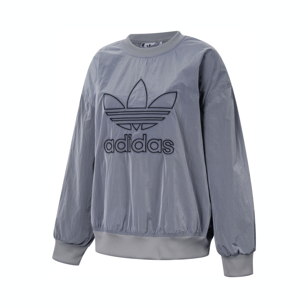 Adidas Original阿迪三叶草2025女子WOVEN CREW梭织无帽卫衣JD2588