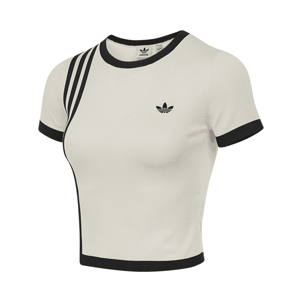 Adidas Original阿迪三叶草2025女子KNITTED 3S TEE针织无领短TJJ0961