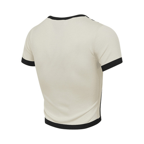 Adidas Original阿迪三叶草2025女子KNITTED 3S TEE针织无领短TJJ0961