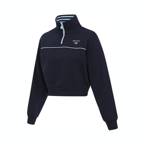 Adidas Original阿迪三叶草2025女子CC ZIP CREW W针织无帽卫衣JM8013