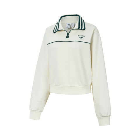 Adidas Original阿迪三叶草2025女子CC ZIP CREW W针织无帽卫衣JM8014