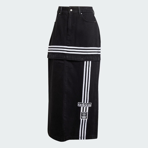 Adidas Original阿迪三叶草2025女子DENIM SKIRT牛仔长裙JJ3096