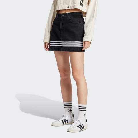 Adidas Original阿迪三叶草2025女子DENIM SKIRT牛仔长裙JJ3096