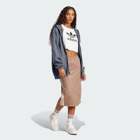 Adidas Original阿迪三叶草2025女子WASH ZIP HOODIE针织连帽外套JD0054